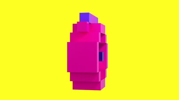 Transformation Pixel Digital Alarm Clock Seamless Looped Nft Concept Animation — Video Stock