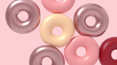 Abstract background with soft colored donuts. 3D animation. 4K. 3840x2160.