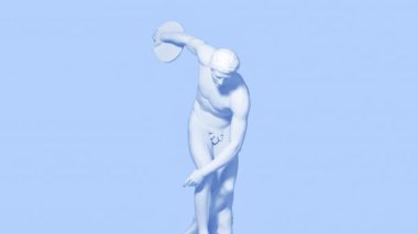 3d glitch of sculpture discobolus. Seamless looped. NFT concept. 3D animation. 4K. Ultra high definition. 3840x2160.