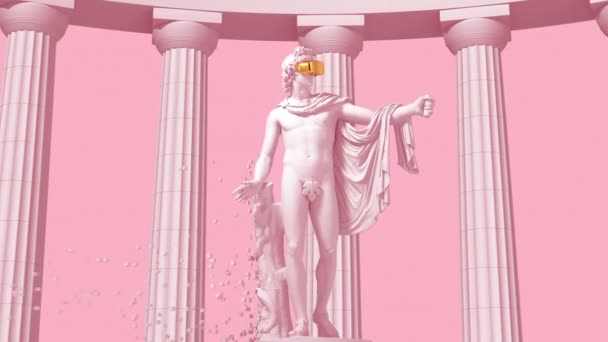 Digital Disintegration Sculpture Apollo Pink Background 3840X2160 Animation — ストック動画