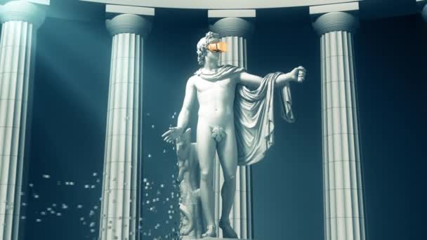 Digital Disintegration Sculpture Apollo 3840X2160 Animation — Stok video
