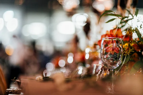 Luxury Table Settings Fine Dining Glassware Beautiful Blurred Background Events — Stock Photo, Image