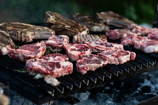 Preparazione Carne Rossa Bbq Carne Rossa Cruda Cibo Alta Qualità — Foto Stock