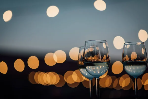 Luxury Wine Champagne Fine Dining Glassware Beautiful Blurred Background Events —  Fotos de Stock