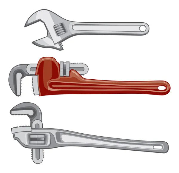 Adjustable Plumbing and Pipe Wrenches — Stock Vector