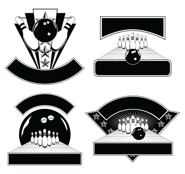 Bowling Design Emblema Modelos — Vetor de Stock