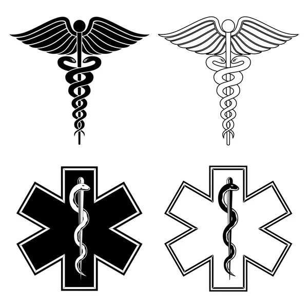 Caduceus und Stern des Lebens medizinische Symbole — Stockvektor