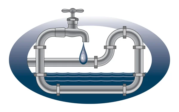 Dripping Faucet Plumbing Design — Stock Vector