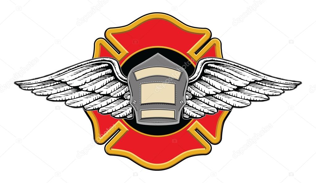 Firefighter Memorial Design illustration of a firefighters badge or shield