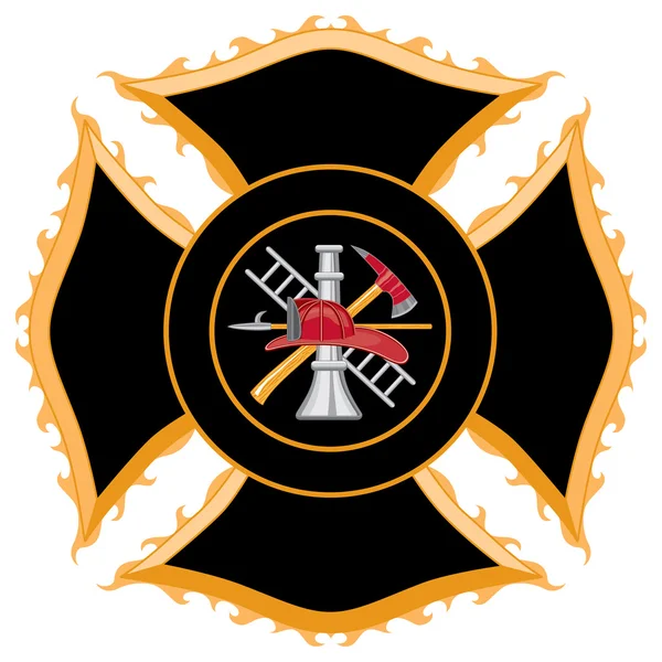 Cuerpo de Bomberos o Bomberos Símbolo Cruz de Malta — Vector de stock