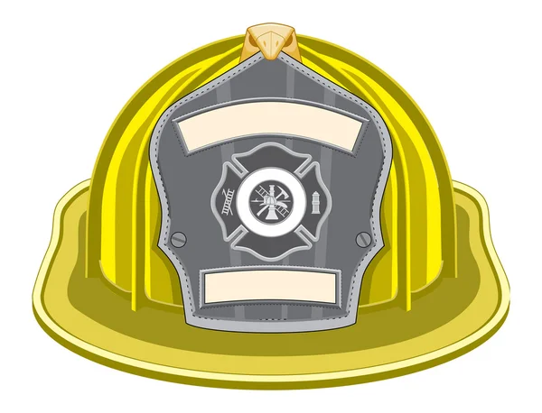 Casco amarillo bombero — Vector de stock