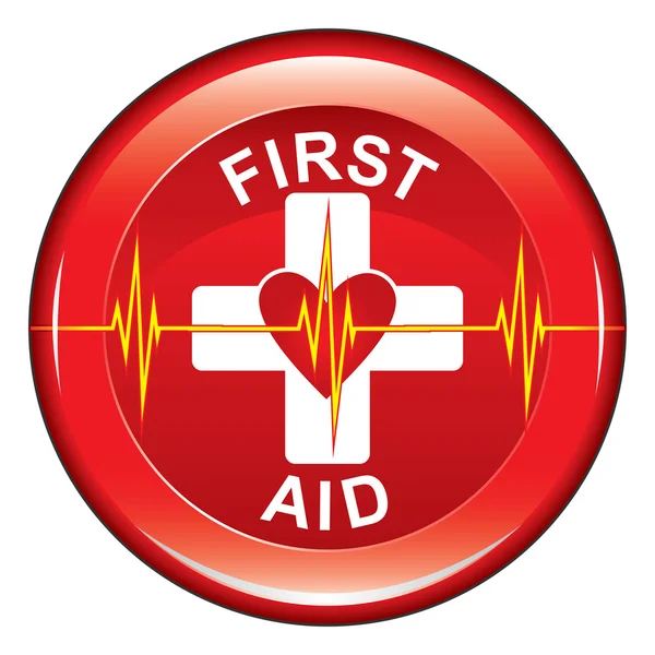 Erste Hilfe Herz Gesundheit Knopf — Stockvektor