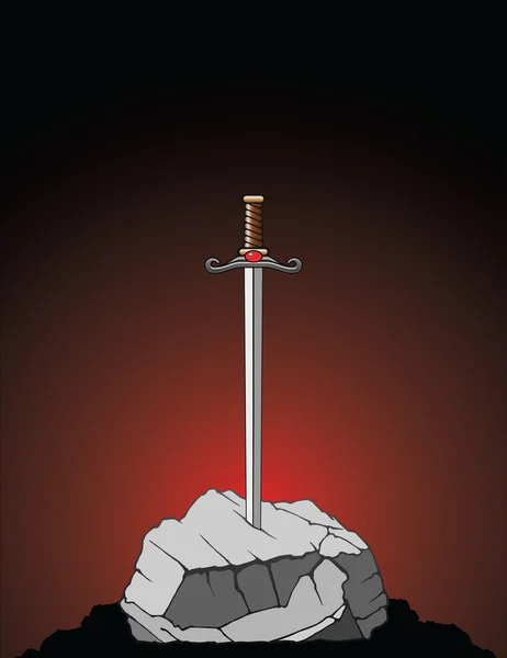 Espada en piedra — Vector de stock