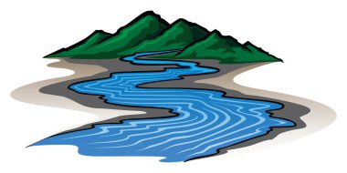 Mountains and River clipart