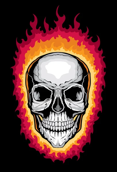 Human Skull with Flames — Stock Vector