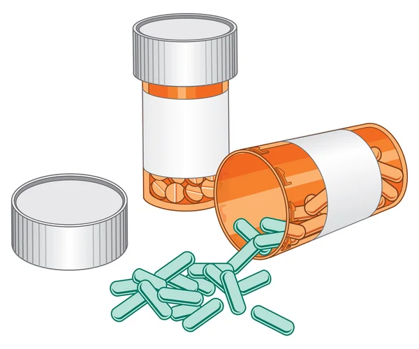 Illustration of two pill bottles. 