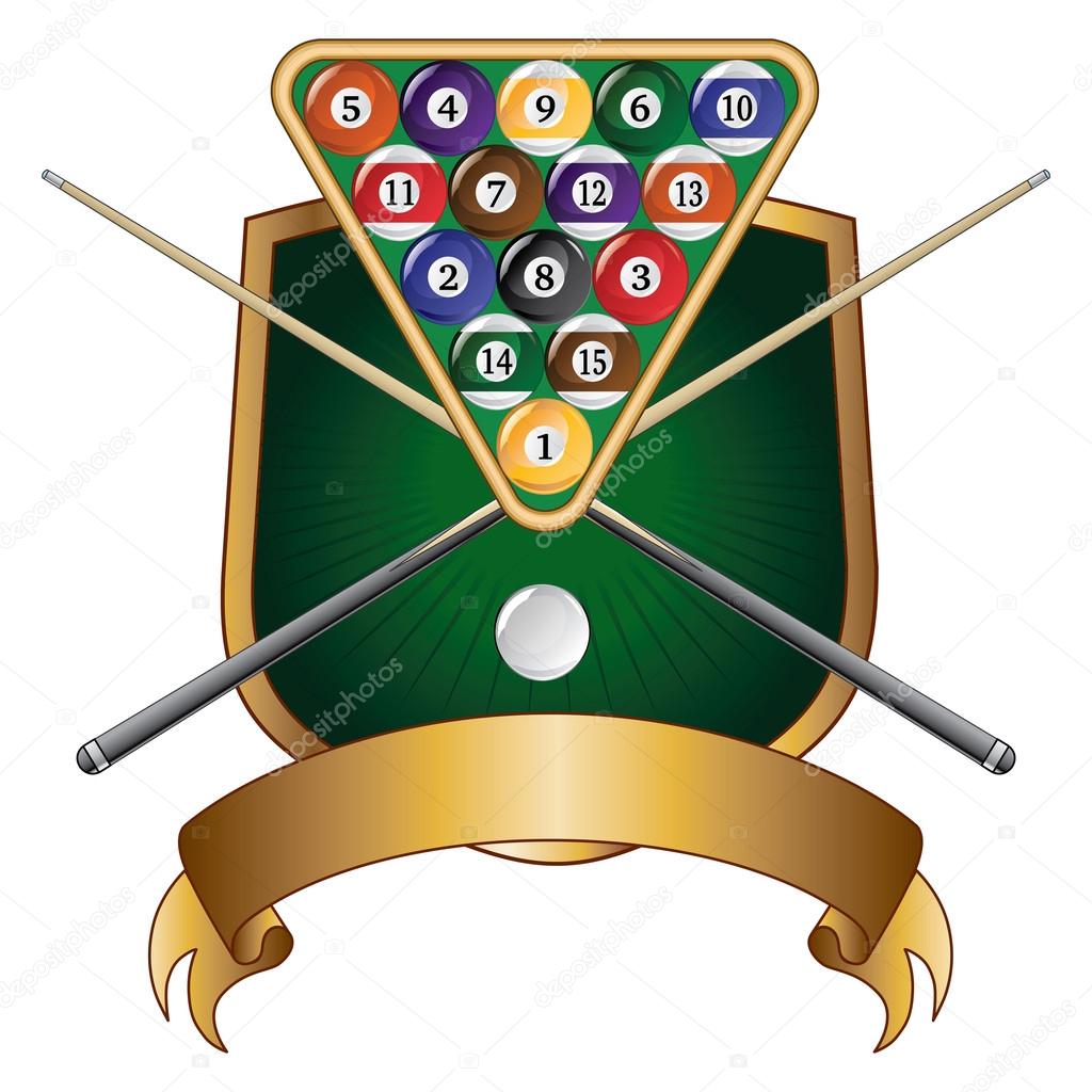 Pool or Billiards Emblem Design Shield
