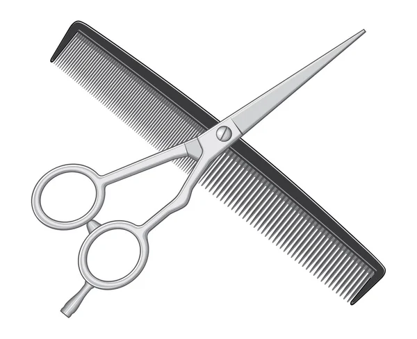 Ножницы и расческа - инструменты для стрижки волос — стоковый вектор