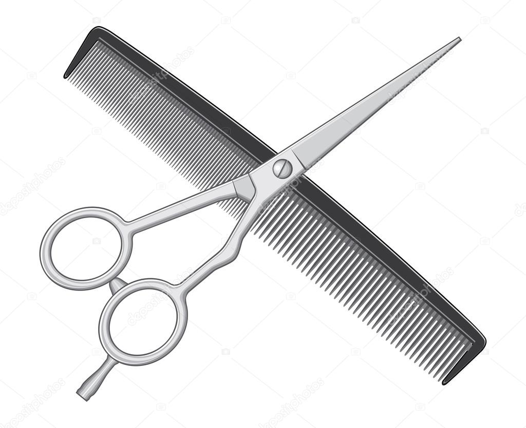 Scissors and Comb Hair Cut  Tools   Stock Vector 