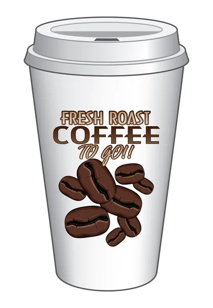 Káva na go cup design čerstvě pečená — Stockový vektor