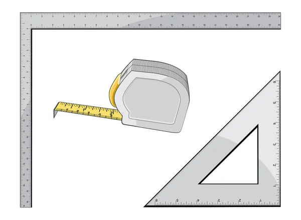 巻尺の正方形と三角形 — ストックベクタ
