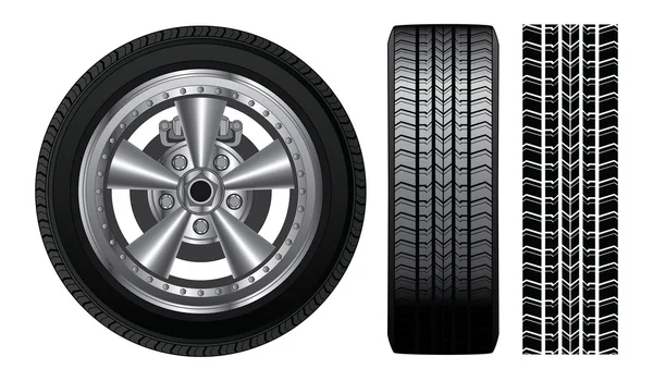 Hjul - däck och aluminium fälg — Stock vektor