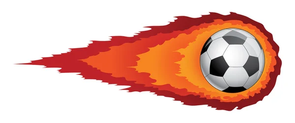 Ballon de football avec flammes — Image vectorielle