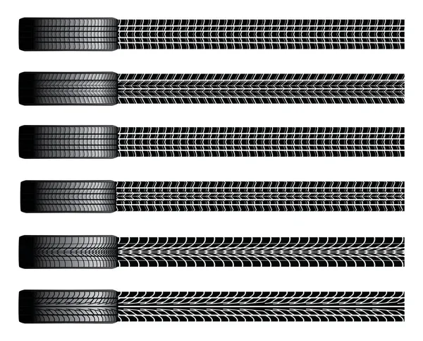 Pneus e marcas de pneus — Vetor de Stock