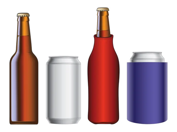 Üveg sört, és lehet, és nem koozie — Stock Vector