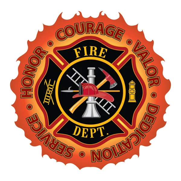 Valore d'onore del vigile del fuoco Coraggio — Vettoriale Stock