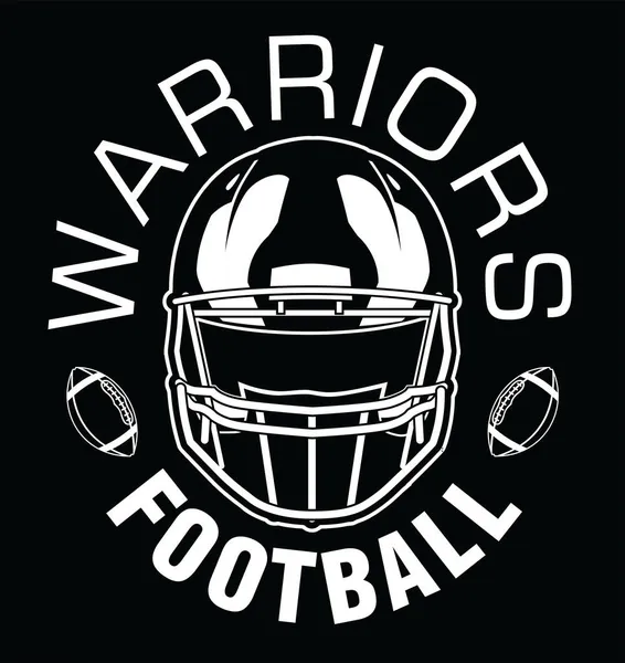 Warriors Football One Color White Είναι Ένα Team Design Πρότυπο — Διανυσματικό Αρχείο