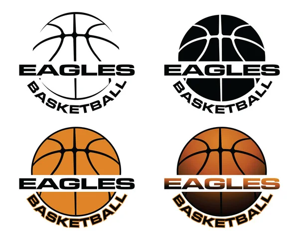 イーグルスバスケットボールチームデザインは バスケットボールのグラフィックとテキストを含むスポーツチームデザインであり あなたの学校やチームに最適です イーグルスのTシャツ マグカップ プロモーションに最適 — ストックベクタ