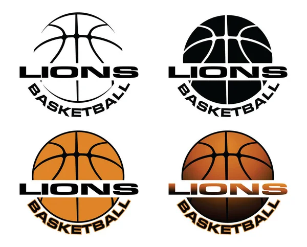 Lions Basketball Team Design Sports Team Design Which Includes Basketball — Archivo Imágenes Vectoriales