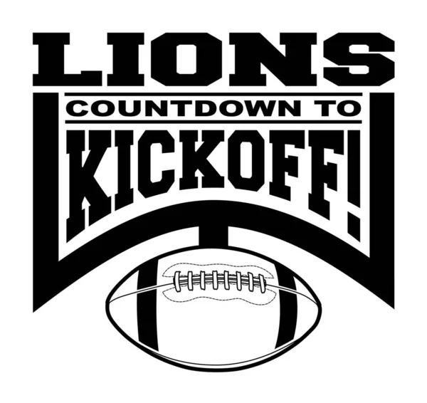 라이온스 카운트 Lions Football Countdown Kickoff 텍스트 그래픽 포스트 축구를 — 스톡 벡터