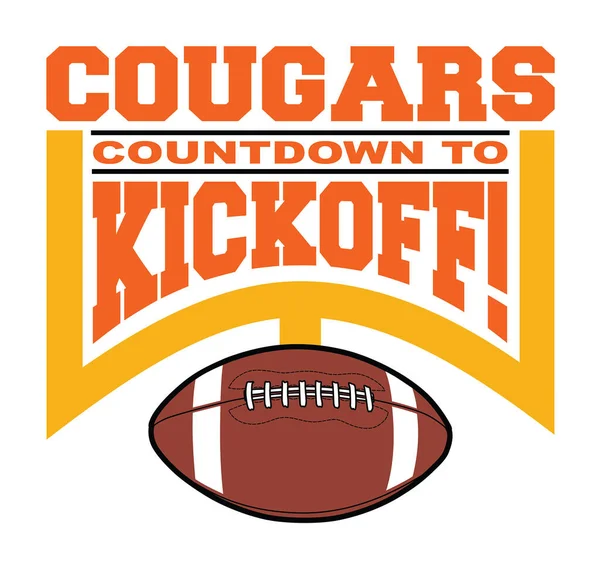 Football Countdown Kickoff Cougars Joukkueen Suunnittelu Malli Joka Sisältää Tekstiä — vektorikuva