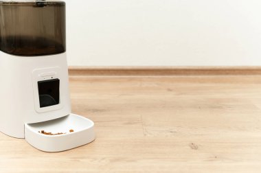 Akıllı evcil hayvan besleyicisi. Uzaktan kumandalı ve dahili kameralı besleme cihazı. Kedi maması kasesi..