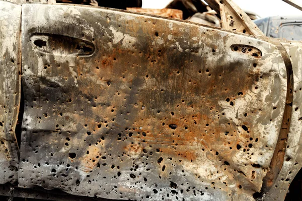 Shot Cars War Ukraine Shot Cars War Ukraine Cars Civilians — Stock Photo, Image