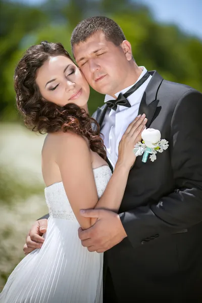 Novia y novio en el día de la boda — Foto de Stock