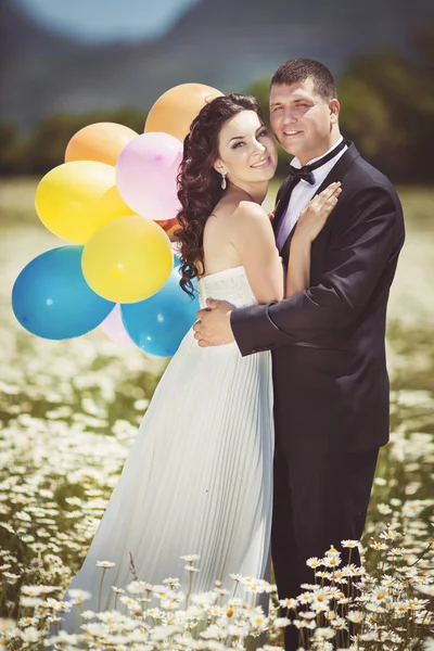 Braut und Bräutigam am Hochzeitstag — Stockfoto