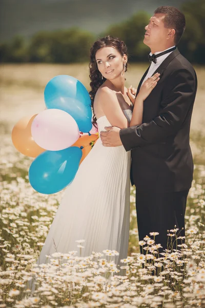 Braut und Bräutigam am Hochzeitstag — Stockfoto