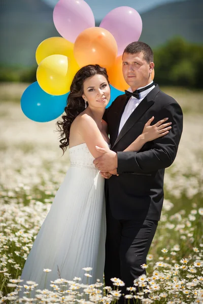 Braut und Bräutigam am Hochzeitstag Stockbild