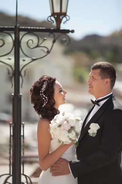 Novia y novio en el día de la boda — Foto de Stock