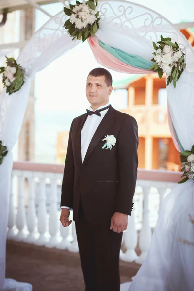 Novio guapo en el día de la boda — Foto de Stock