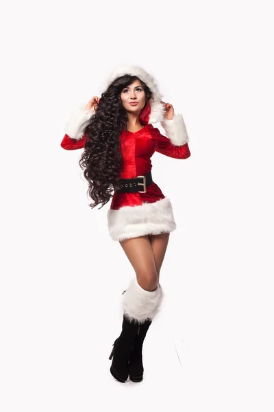 Smiling happy sexy Girl in Santa's costume — Stock Photo, Image