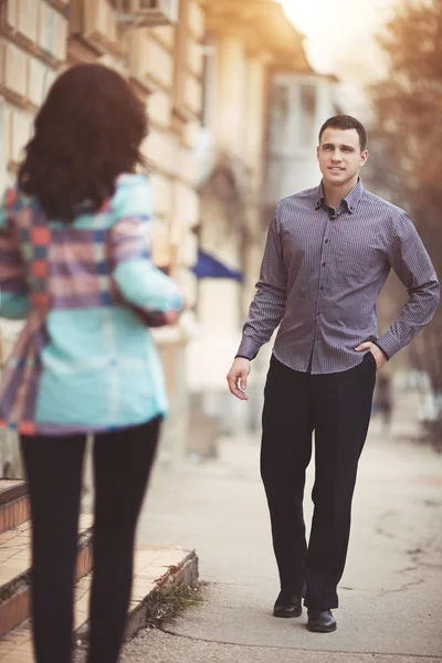 Couple in love on street — Stock Photo, Image