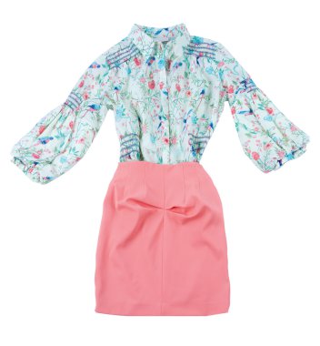 Yazdırma bluz ve pembe etek moda bakmak