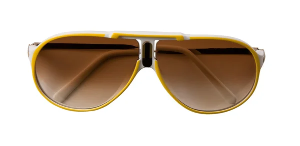 Yellow and white rimmed sportive sunglasses — Stock Photo, Image