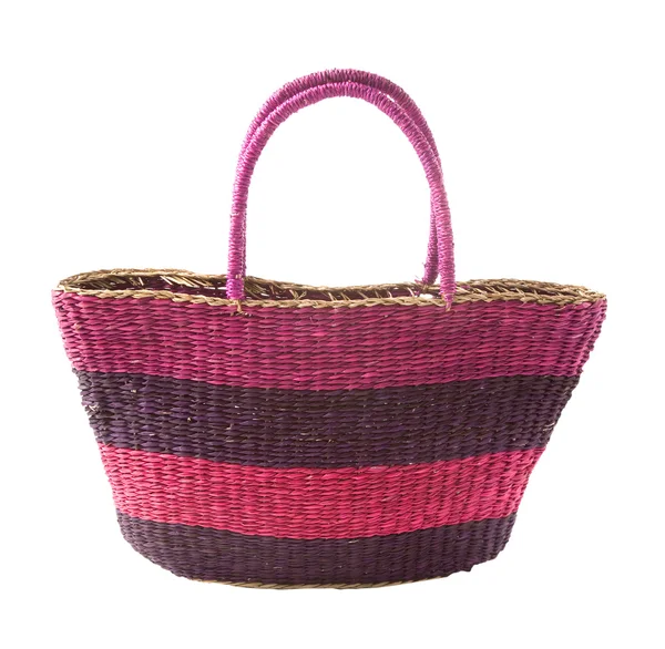 Striped purple mauve basket tote — Stock Photo, Image