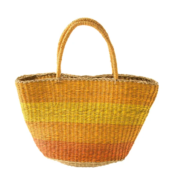 Striped yellow orange basket tote — Stock Photo, Image