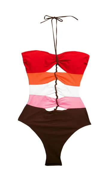 Color striped lace up swimsuit — Stock Photo, Image